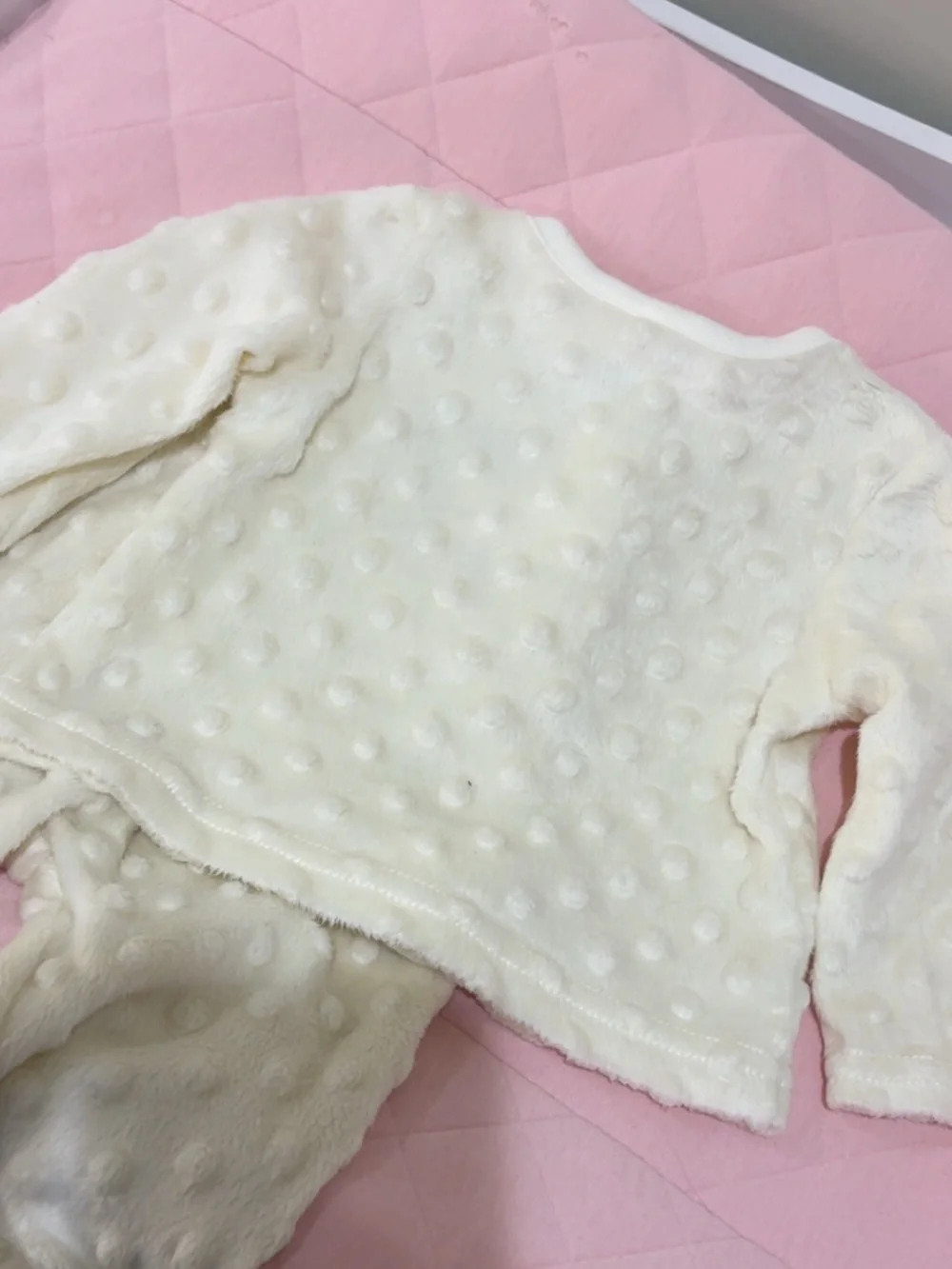 Chick Pea Cream Plush Dot Pajama Set